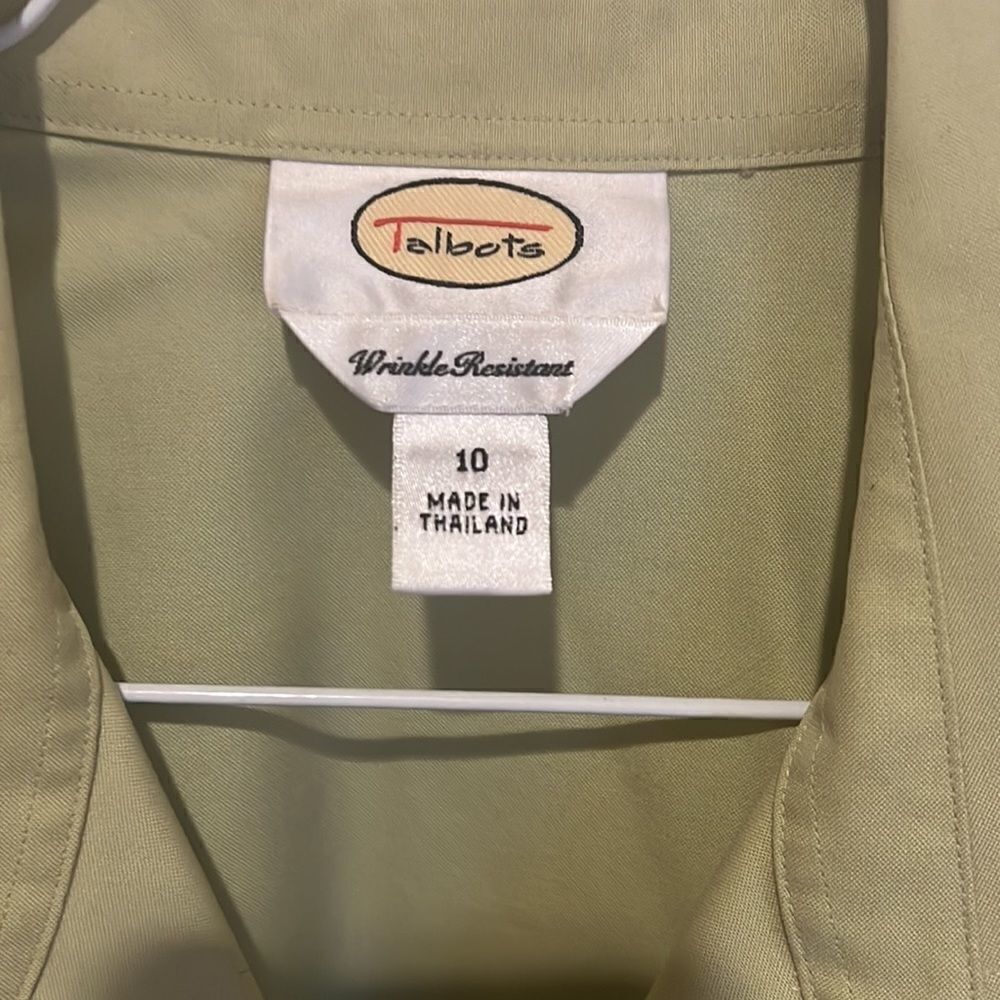 Talbots Wrinkle Resistant Button Down Blouse Sage… - image 2